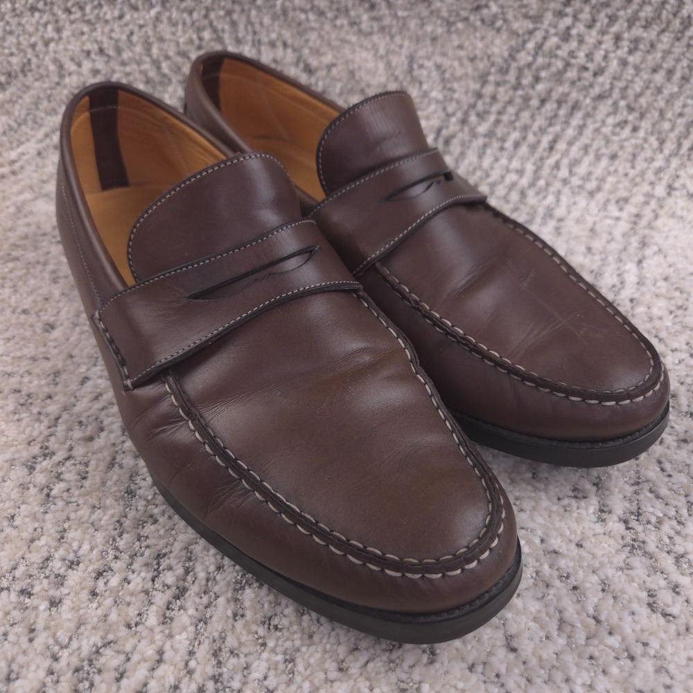 Santoni Loafers Mens Size 11 EE 12US Penny Slip On Brown Leather Made In Italy